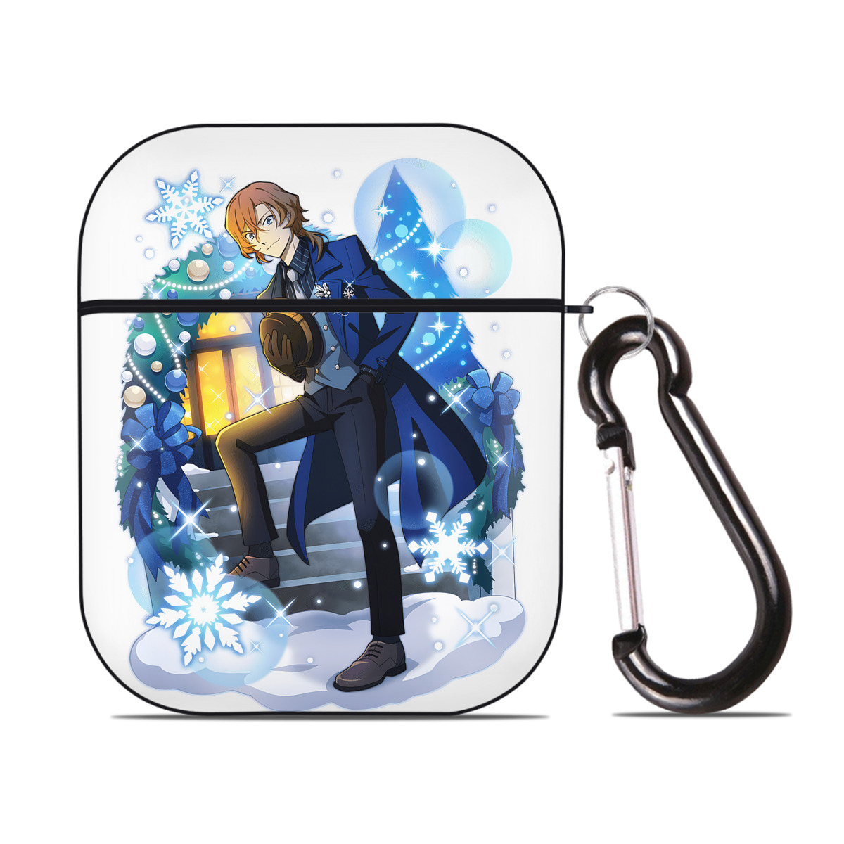 （画像用） 文豪ストレイドッグス Bungo Stray Dogs AirPods 第2世代保護ケース ハードシェル ブラック 耐衝撃・防指紋・カラビナ付き