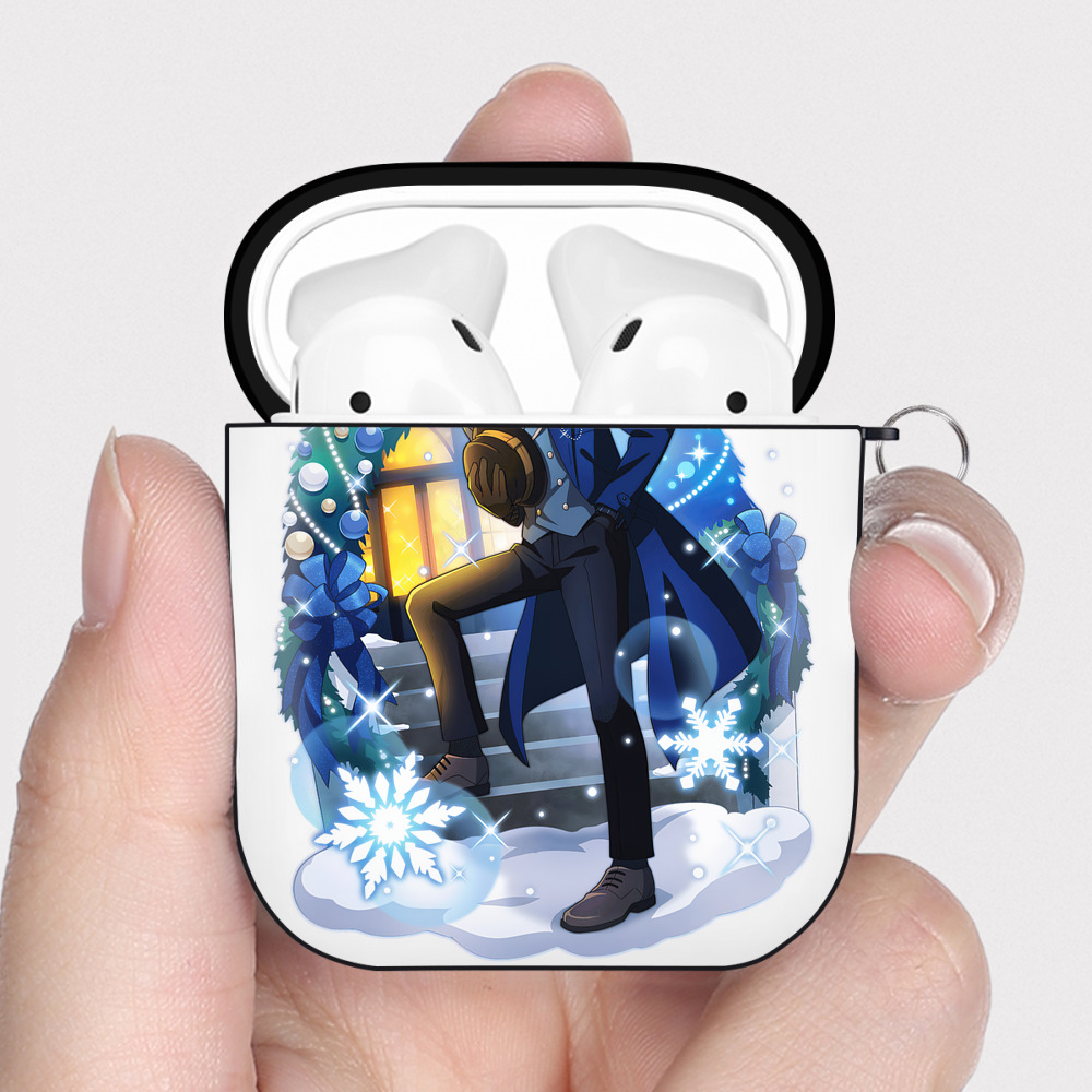 （画像用） 文豪ストレイドッグス Bungo Stray Dogs AirPods 第2世代保護ケース ハードシェル ブラック 耐衝撃・防指紋・カラビナ付き
