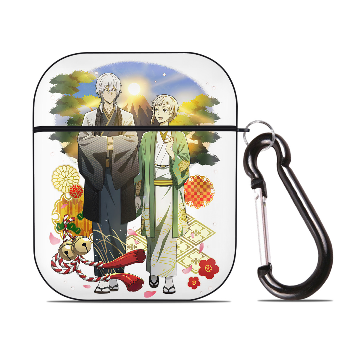 （画像用） 文豪ストレイドッグス Bungo Stray Dogs AirPods 第2世代保護ケース ハードシェル ブラック 耐衝撃・防指紋・カラビナ付き