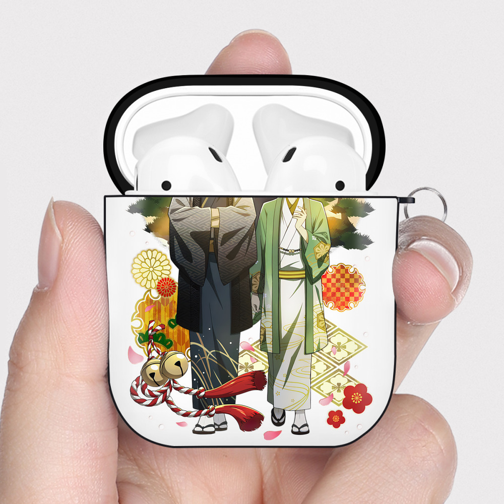 （画像用） 文豪ストレイドッグス Bungo Stray Dogs AirPods 第2世代保護ケース ハードシェル ブラック 耐衝撃・防指紋・カラビナ付き
