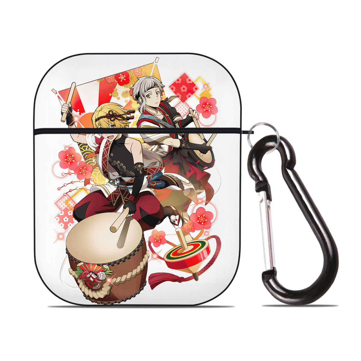 （画像用） 文豪ストレイドッグス Bungo Stray Dogs AirPods 第2世代保護ケース ハードシェル ブラック 耐衝撃・防指紋・カラビナ付き