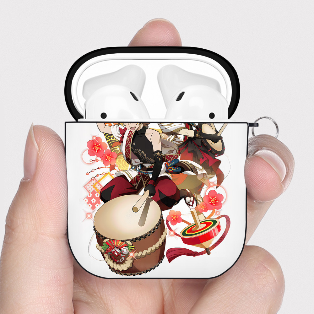 （画像用） 文豪ストレイドッグス Bungo Stray Dogs AirPods 第2世代保護ケース ハードシェル ブラック 耐衝撃・防指紋・カラビナ付き