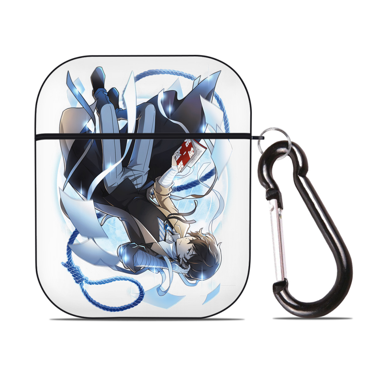 （画像用） 文豪ストレイドッグス Bungo Stray Dogs AirPods 第2世代保護ケース ハードシェル ブラック 耐衝撃・防指紋・カラビナ付き