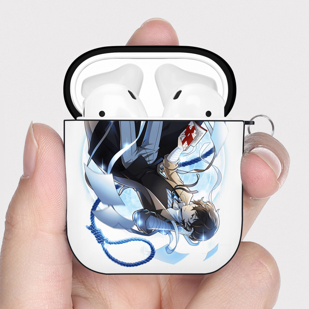 （画像用） 文豪ストレイドッグス Bungo Stray Dogs AirPods 第2世代保護ケース ハードシェル ブラック 耐衝撃・防指紋・カラビナ付き