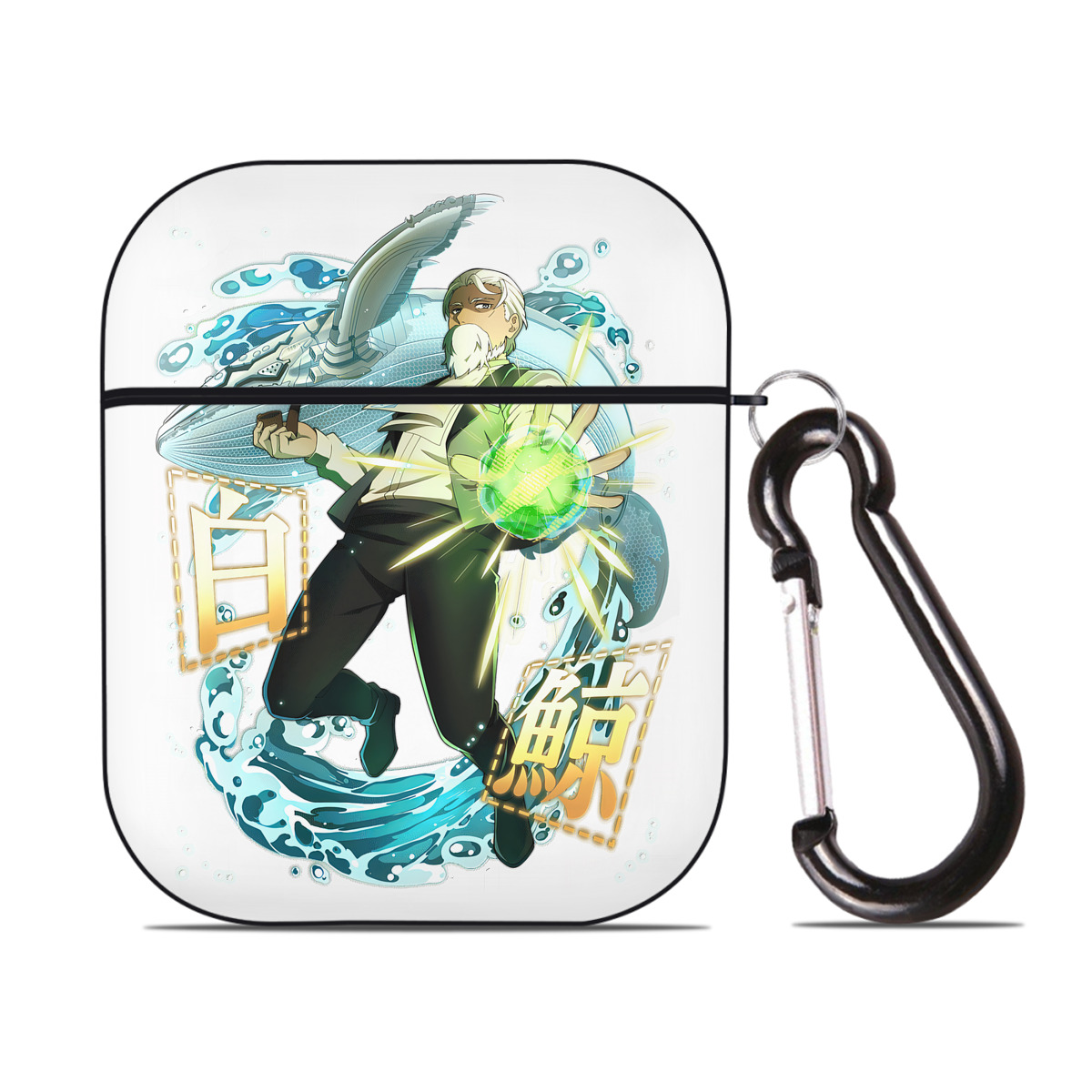 （画像用） 文豪ストレイドッグス Bungo Stray Dogs AirPods 第2世代保護ケース ハードシェル ブラック 耐衝撃・防指紋・カラビナ付き