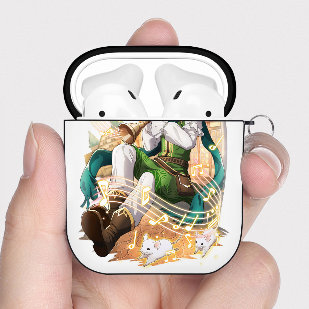 （画像用） 文豪ストレイドッグス Bungo Stray Dogs AirPods 第2世代保護ケース ハードシェル ブラック 耐衝撃・防指紋・カラビナ付き