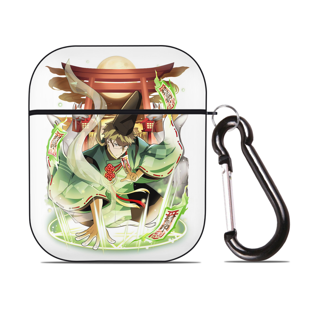 （画像用） 文豪ストレイドッグス Bungo Stray Dogs AirPods 第2世代保護ケース ハードシェル ブラック 耐衝撃・防指紋・カラビナ付き
