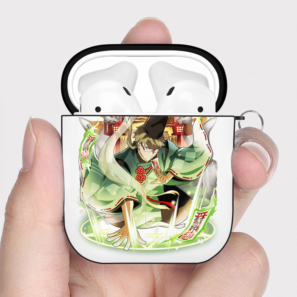 （画像用） 文豪ストレイドッグス Bungo Stray Dogs AirPods 第2世代保護ケース ハードシェル ブラック 耐衝撃・防指紋・カラビナ付き