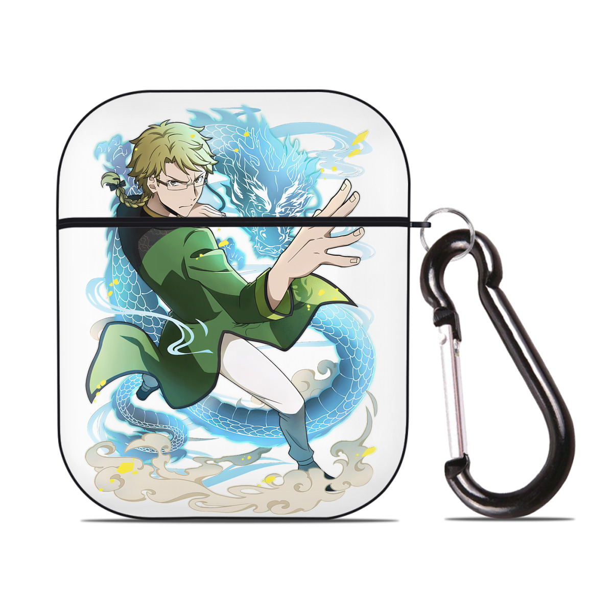 （画像用） 文豪ストレイドッグス Bungo Stray Dogs AirPods 第2世代保護ケース ハードシェル ブラック 耐衝撃・防指紋・カラビナ付き