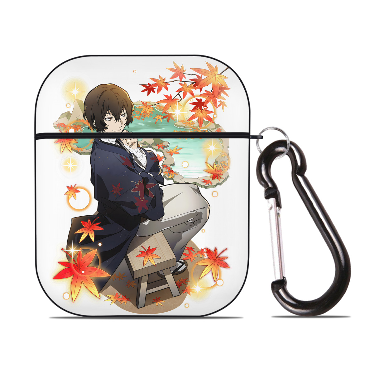 （画像用） 文豪ストレイドッグス Bungo Stray Dogs AirPods 第2世代保護ケース ハードシェル ブラック 耐衝撃・防指紋・カラビナ付き