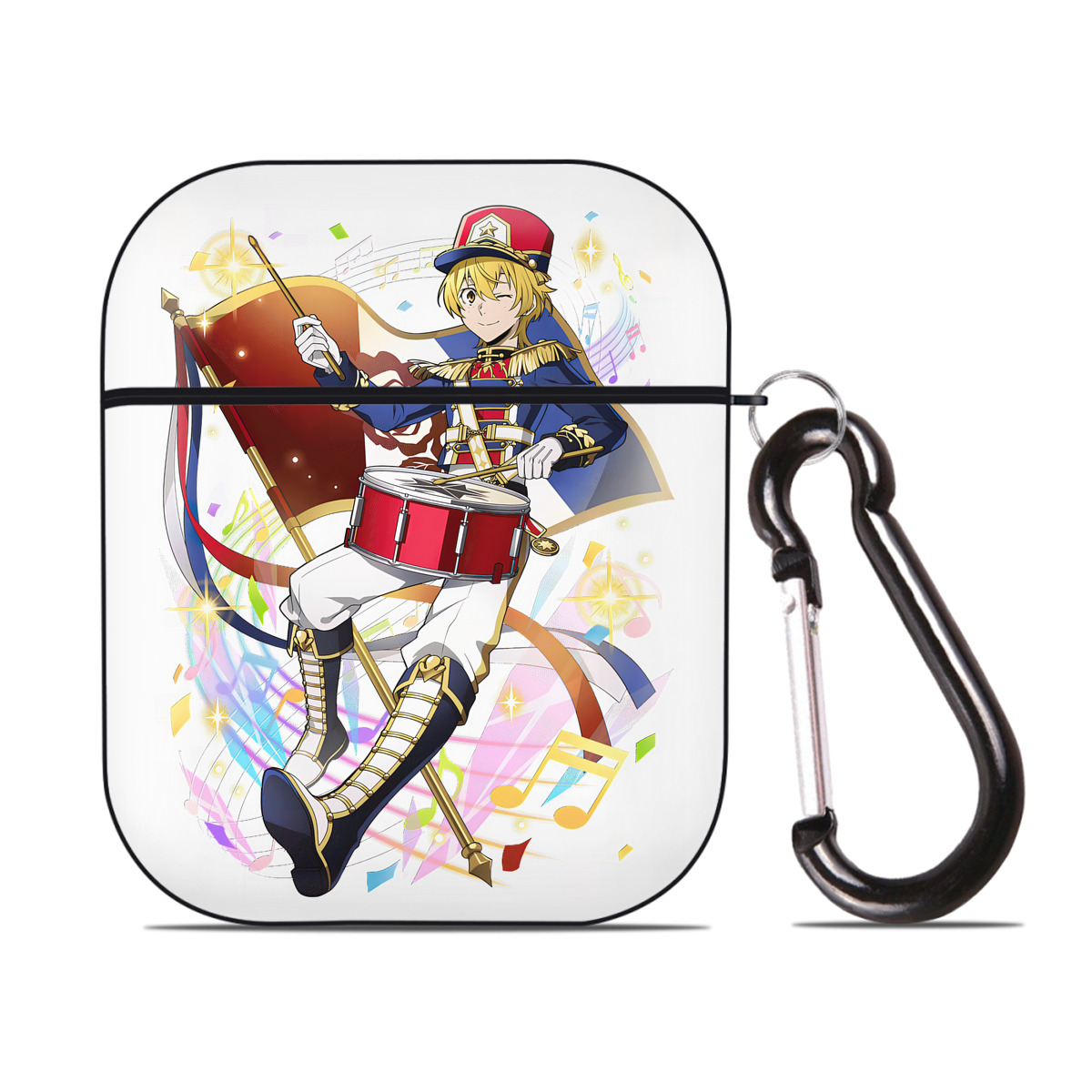 （画像用） 文豪ストレイドッグス Bungo Stray Dogs AirPods 第2世代保護ケース ハードシェル ブラック 耐衝撃・防指紋・カラビナ付き