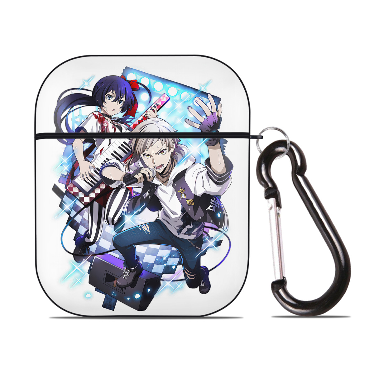 （画像用） 文豪ストレイドッグス Bungo Stray Dogs AirPods 第2世代保護ケース ハードシェル ブラック 耐衝撃・防指紋・カラビナ付き