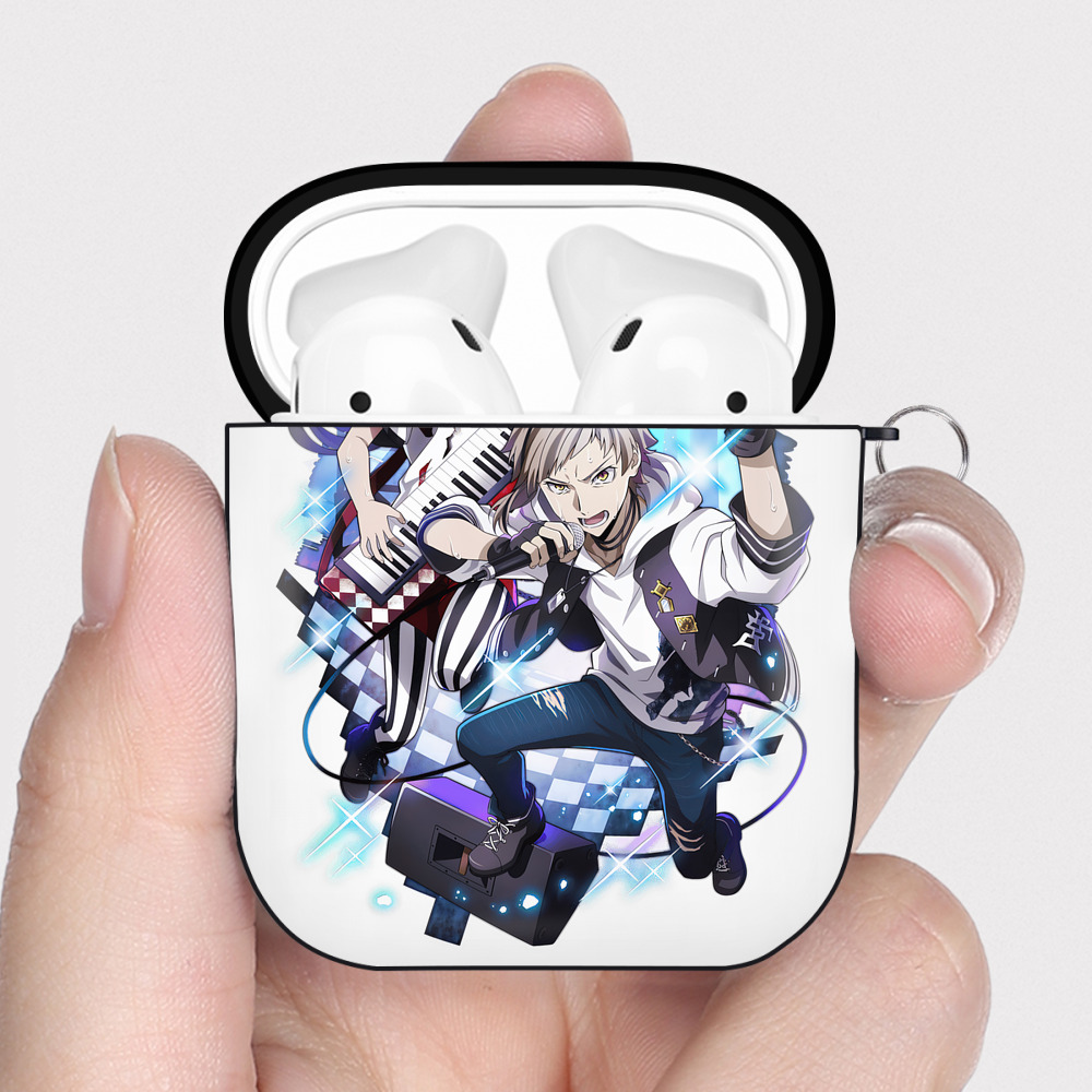 （画像用） 文豪ストレイドッグス Bungo Stray Dogs AirPods 第2世代保護ケース ハードシェル ブラック 耐衝撃・防指紋・カラビナ付き