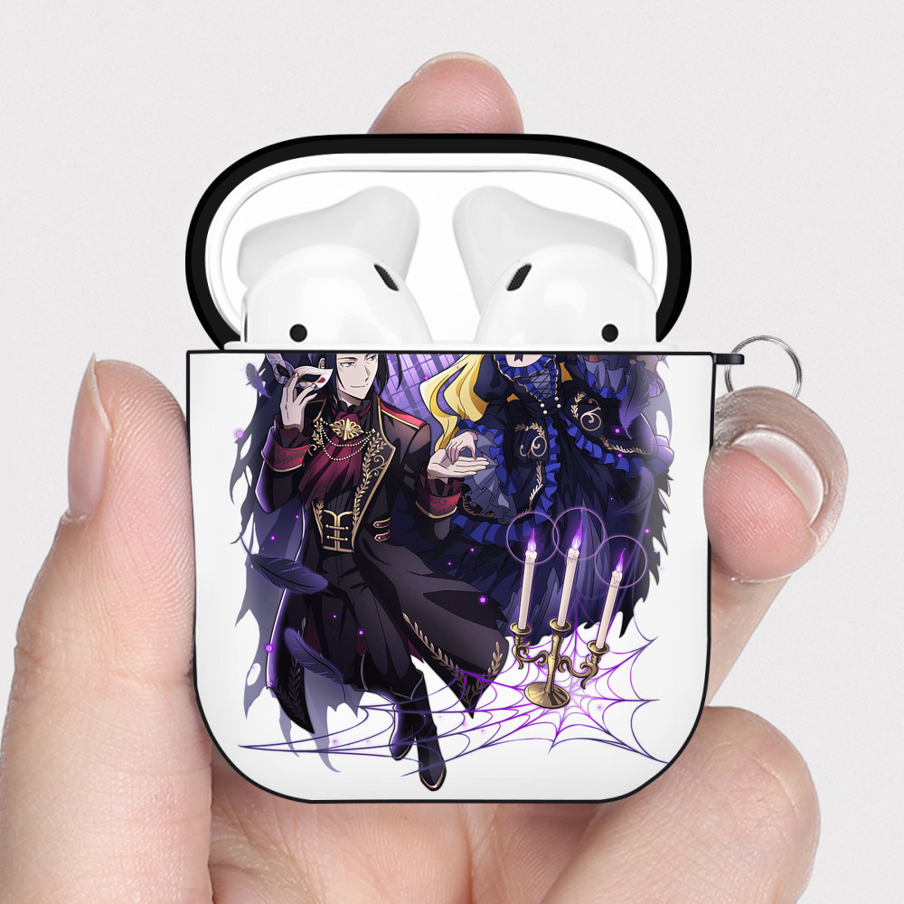 （画像用） 文豪ストレイドッグス Bungo Stray Dogs AirPods 第2世代保護ケース ハードシェル ブラック 耐衝撃・防指紋・カラビナ付き