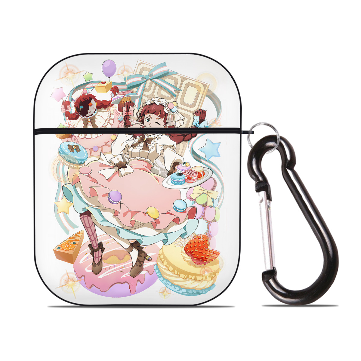 （画像用） 文豪ストレイドッグス Bungo Stray Dogs AirPods 第2世代保護ケース ハードシェル ブラック 耐衝撃・防指紋・カラビナ付き