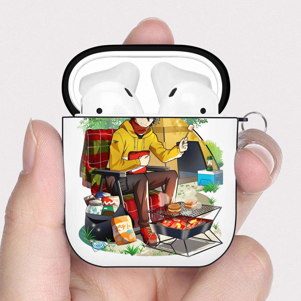 （画像用） 文豪ストレイドッグス Bungo Stray Dogs AirPods 第2世代保護ケース ハードシェル ブラック 耐衝撃・防指紋・カラビナ付き