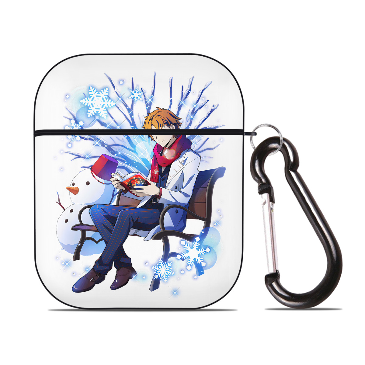 （画像用） 文豪ストレイドッグス Bungo Stray Dogs AirPods 第2世代保護ケース ハードシェル ブラック 耐衝撃・防指紋・カラビナ付き