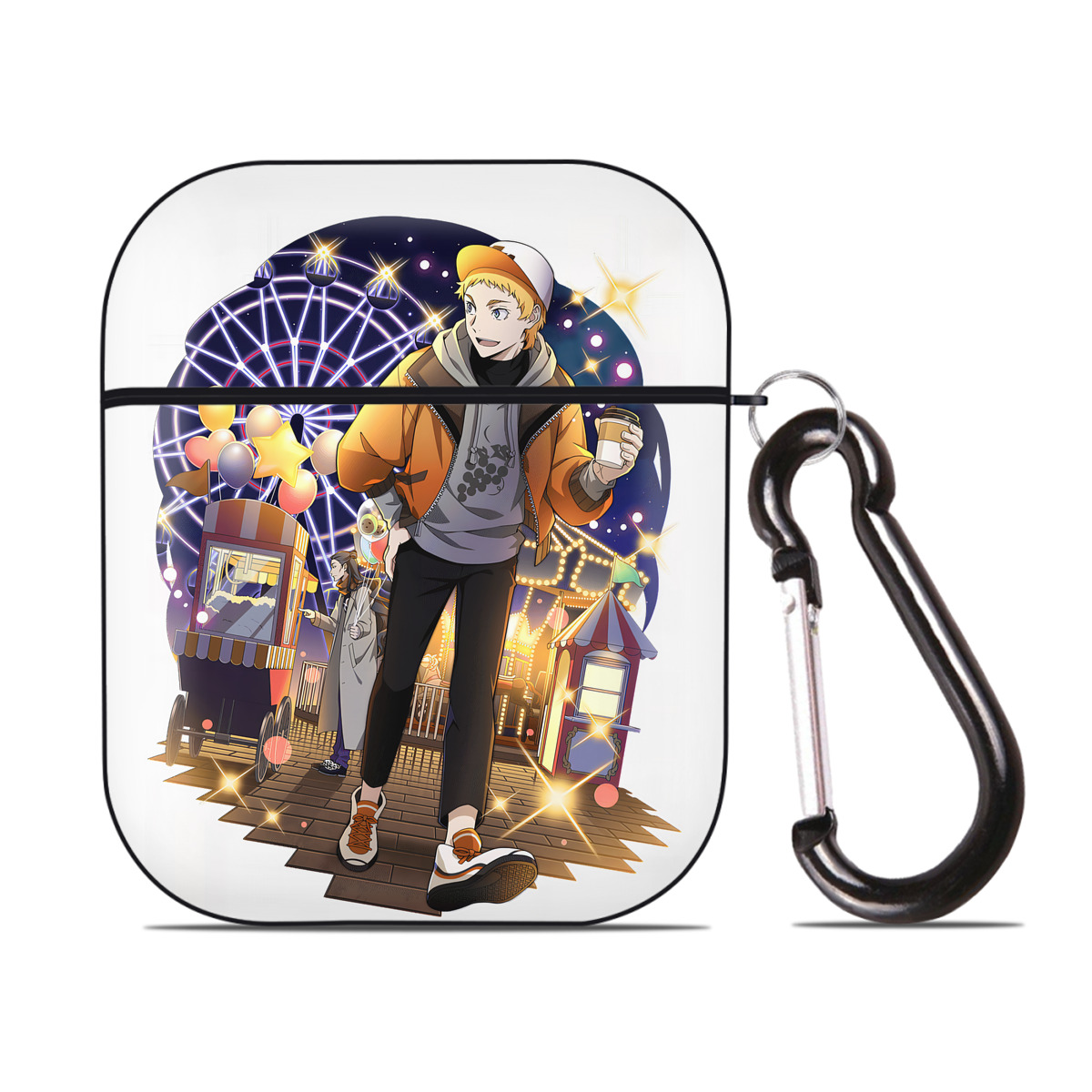 （画像用） 文豪ストレイドッグス Bungo Stray Dogs AirPods 第2世代保護ケース ハードシェル ブラック 耐衝撃・防指紋・カラビナ付き