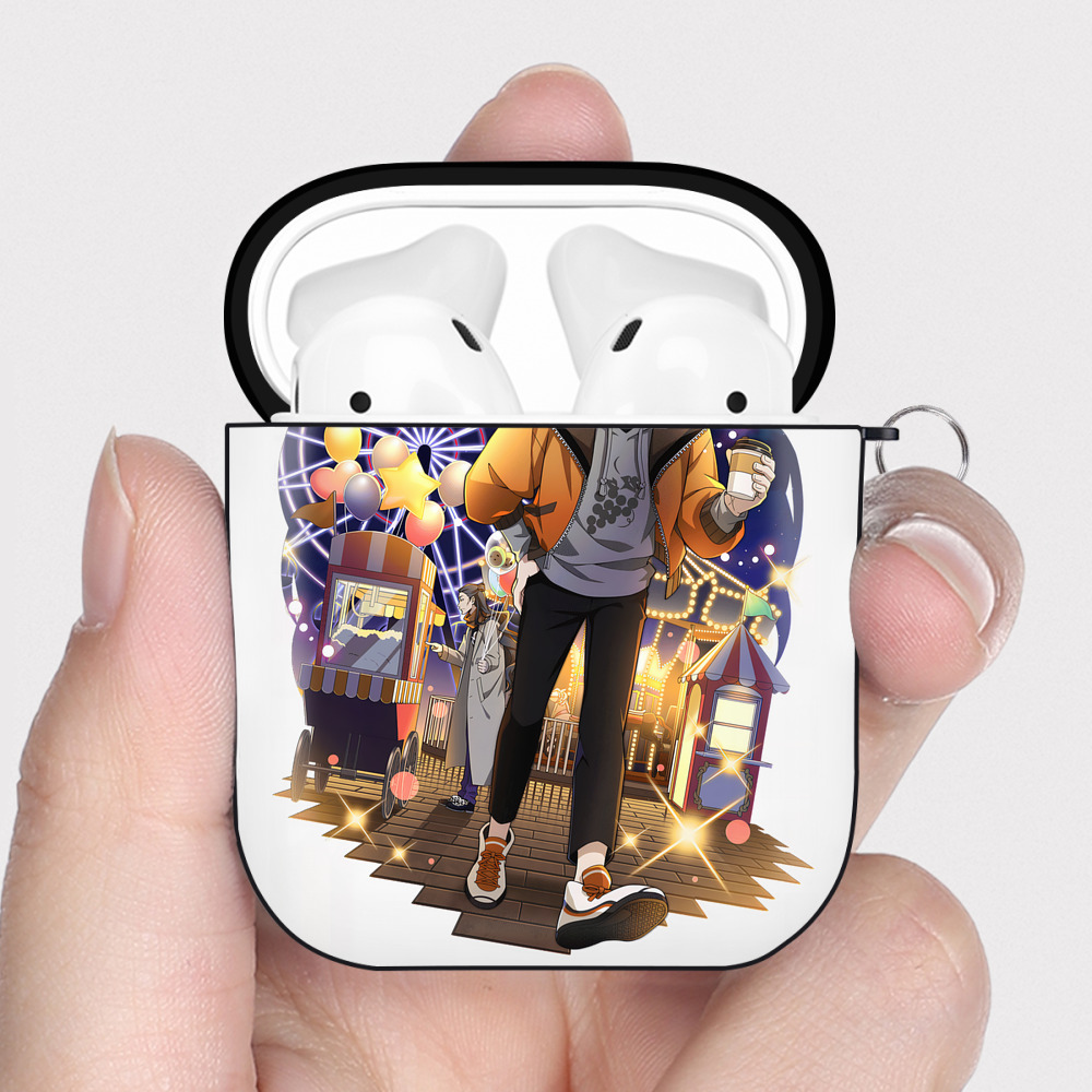 （画像用） 文豪ストレイドッグス Bungo Stray Dogs AirPods 第2世代保護ケース ハードシェル ブラック 耐衝撃・防指紋・カラビナ付き