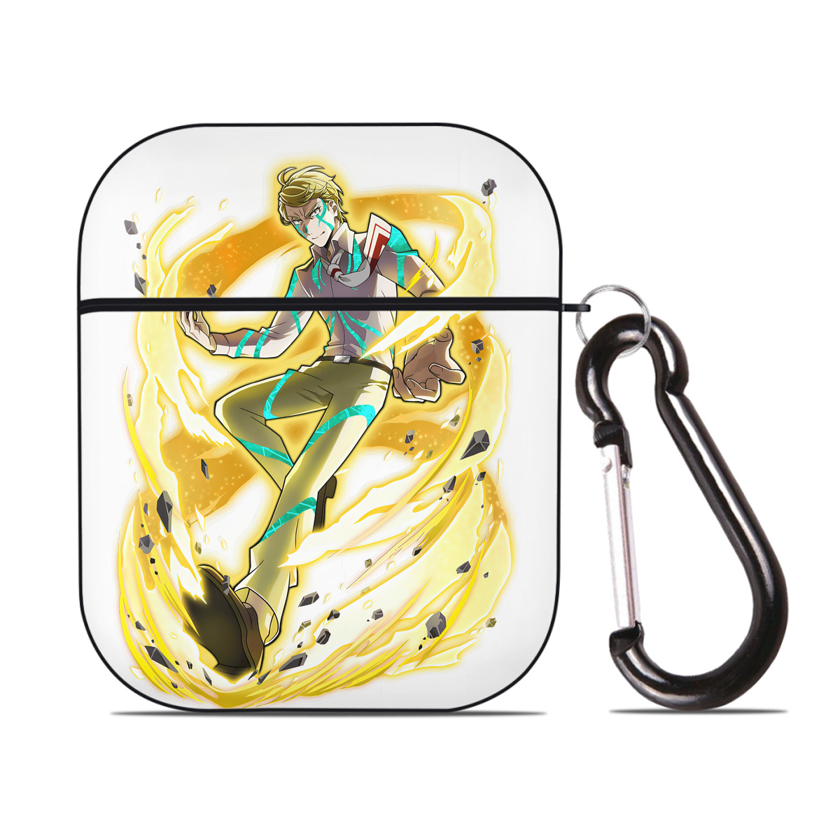 （画像用） 文豪ストレイドッグス Bungo Stray Dogs AirPods 第2世代保護ケース ハードシェル ブラック 耐衝撃・防指紋・カラビナ付き