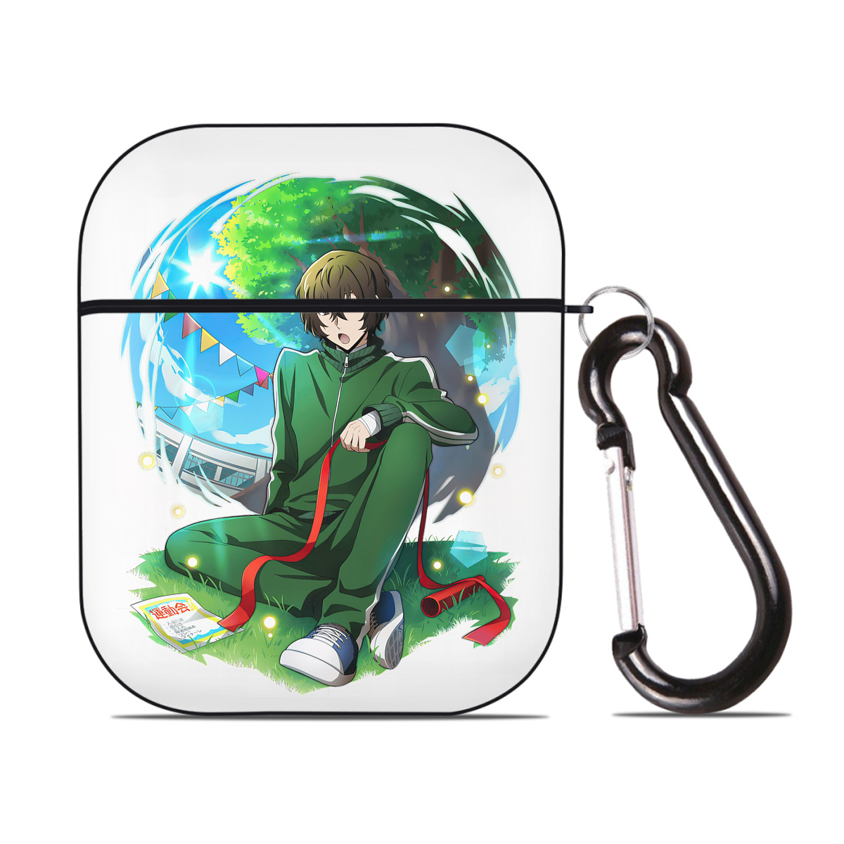 （画像用） 文豪ストレイドッグス Bungo Stray Dogs AirPods 第2世代保護ケース ハードシェル ブラック 耐衝撃・防指紋・カラビナ付き