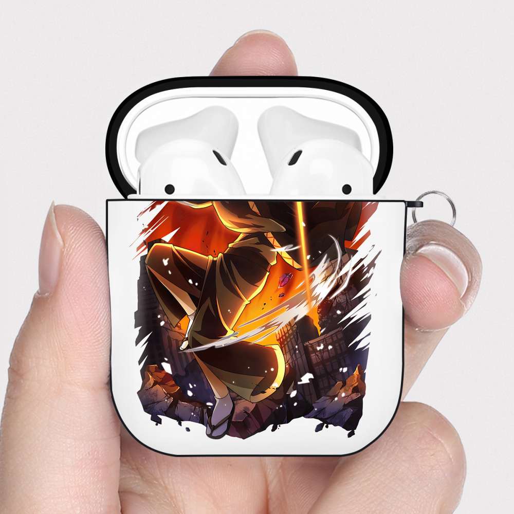 （画像用） 文豪ストレイドッグス Bungo Stray Dogs AirPods 第2世代保護ケース ハードシェル ブラック 耐衝撃・防指紋・カラビナ付き