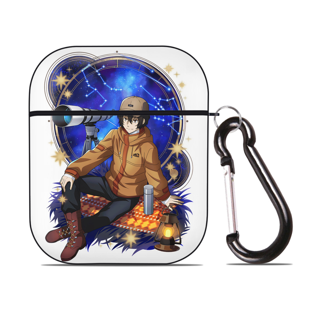 （画像用） 文豪ストレイドッグス Bungo Stray Dogs AirPods 第2世代保護ケース ハードシェル ブラック 耐衝撃・防指紋・カラビナ付き