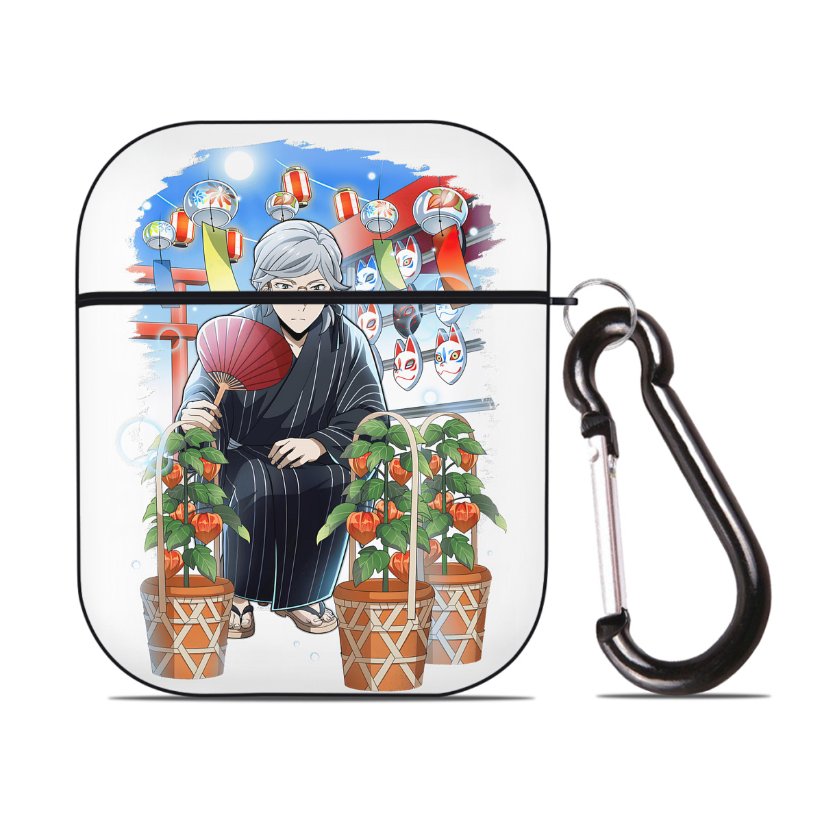 （画像用） 文豪ストレイドッグス Bungo Stray Dogs AirPods 第2世代保護ケース ハードシェル ブラック 耐衝撃・防指紋・カラビナ付き