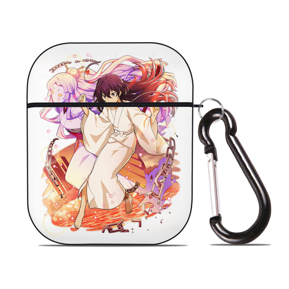 （画像用） 文豪ストレイドッグス Bungo Stray Dogs AirPods 第2世代保護ケース ハードシェル ブラック 耐衝撃・防指紋・カラビナ付き