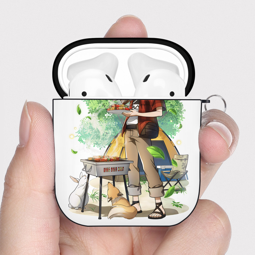 （画像用） 文豪ストレイドッグス Bungo Stray Dogs AirPods 第2世代保護ケース ハードシェル ブラック 耐衝撃・防指紋・カラビナ付き