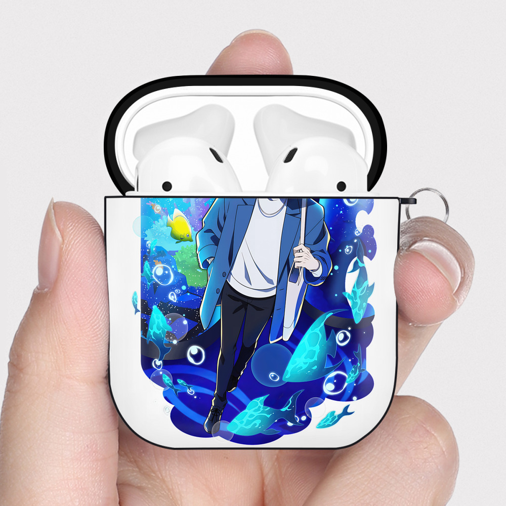 （画像用） 文豪ストレイドッグス Bungo Stray Dogs AirPods 第2世代保護ケース ハードシェル ブラック 耐衝撃・防指紋・カラビナ付き