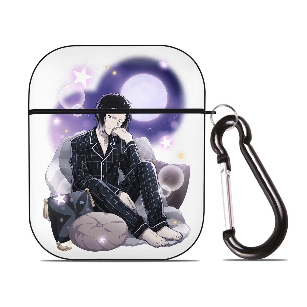 （画像用） 文豪ストレイドッグス Bungo Stray Dogs AirPods 第2世代保護ケース ハードシェル ブラック 耐衝撃・防指紋・カラビナ付き