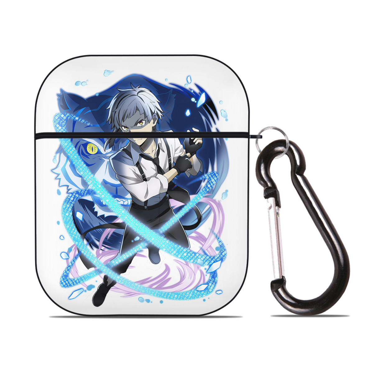 （画像用） 文豪ストレイドッグス Bungo Stray Dogs AirPods 第2世代保護ケース ハードシェル ブラック 耐衝撃・防指紋・カラビナ付き