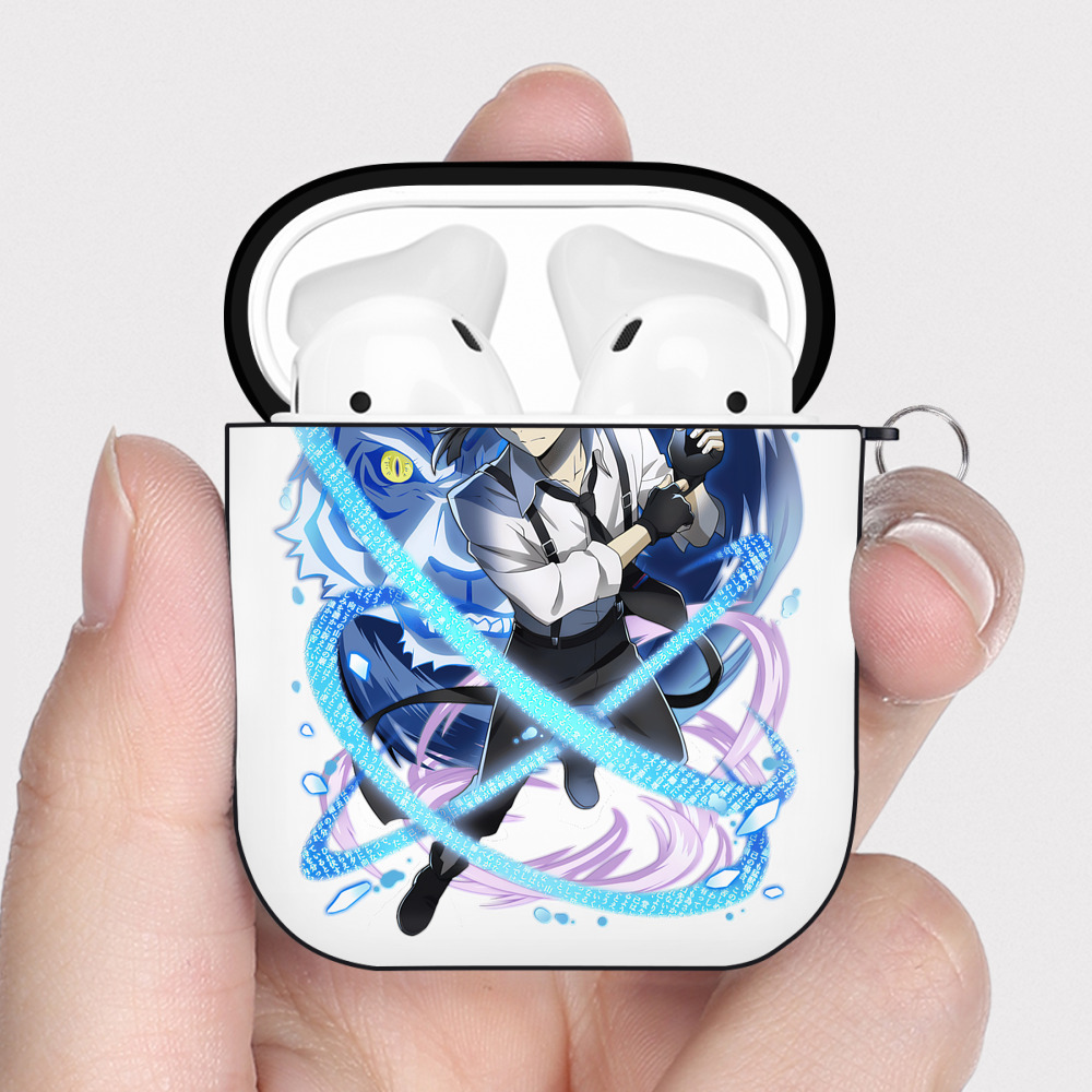 （画像用） 文豪ストレイドッグス Bungo Stray Dogs AirPods 第2世代保護ケース ハードシェル ブラック 耐衝撃・防指紋・カラビナ付き