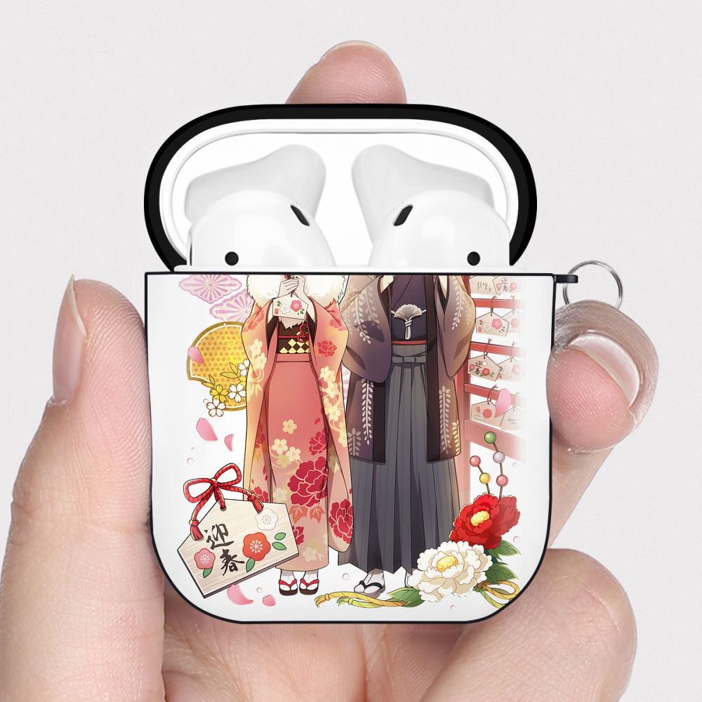 （画像用） 文豪ストレイドッグス Bungo Stray Dogs AirPods 第2世代保護ケース ハードシェル ブラック 耐衝撃・防指紋・カラビナ付き