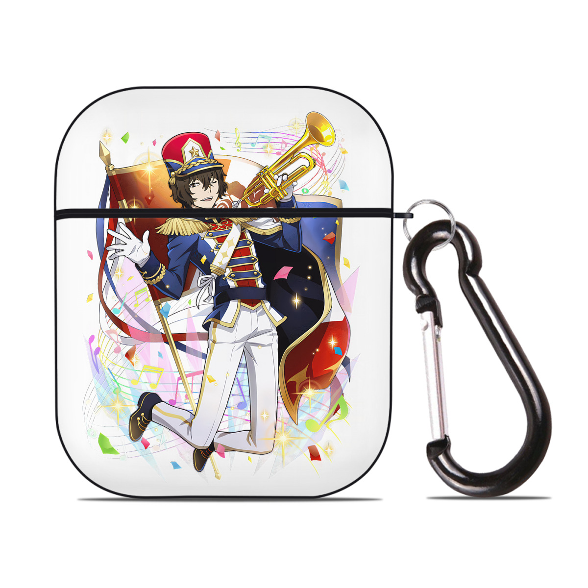 （画像用） 文豪ストレイドッグス Bungo Stray Dogs AirPods 第2世代保護ケース ハードシェル ブラック 耐衝撃・防指紋・カラビナ付き