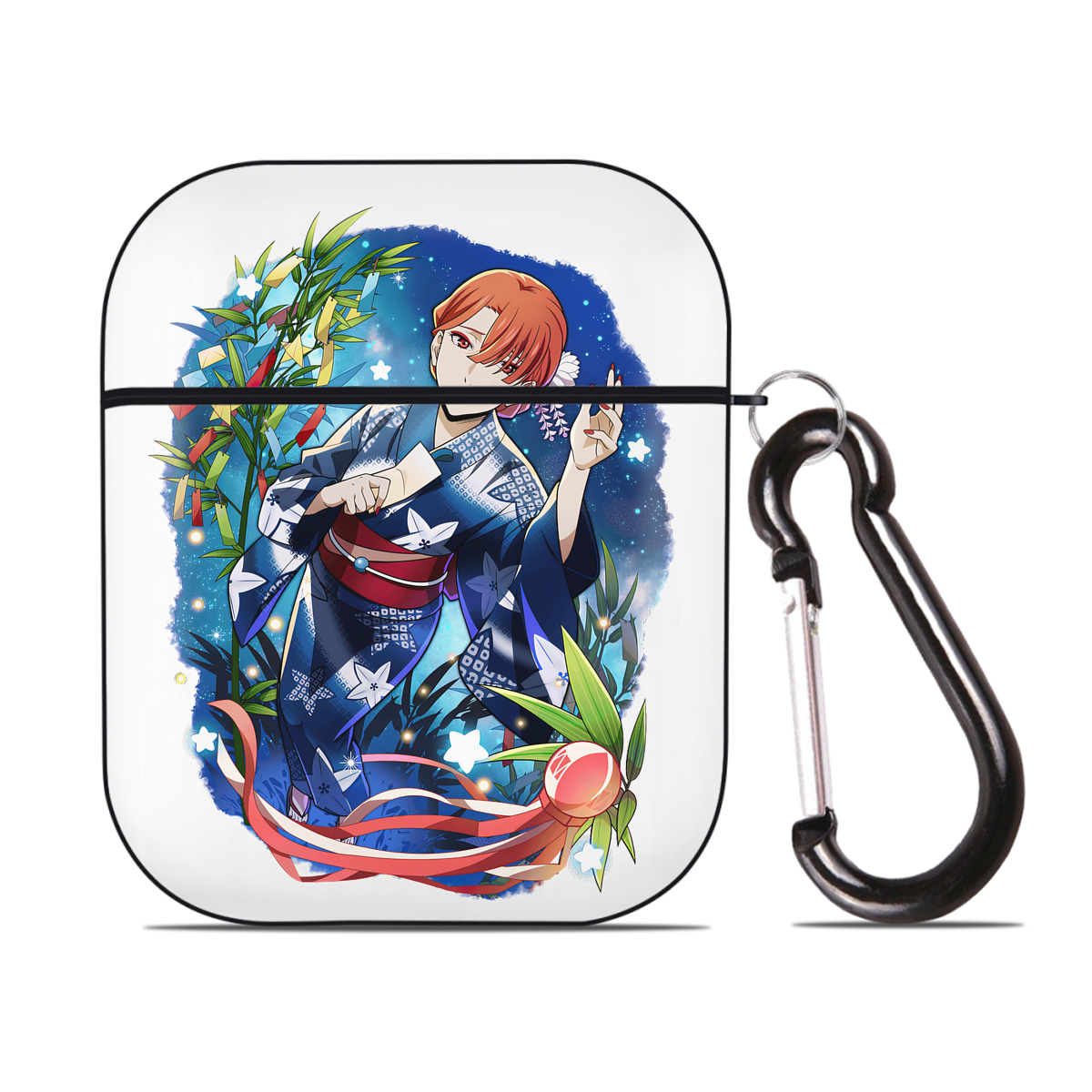 （画像用） 文豪ストレイドッグス Bungo Stray Dogs AirPods 第2世代保護ケース ハードシェル ブラック 耐衝撃・防指紋・カラビナ付き