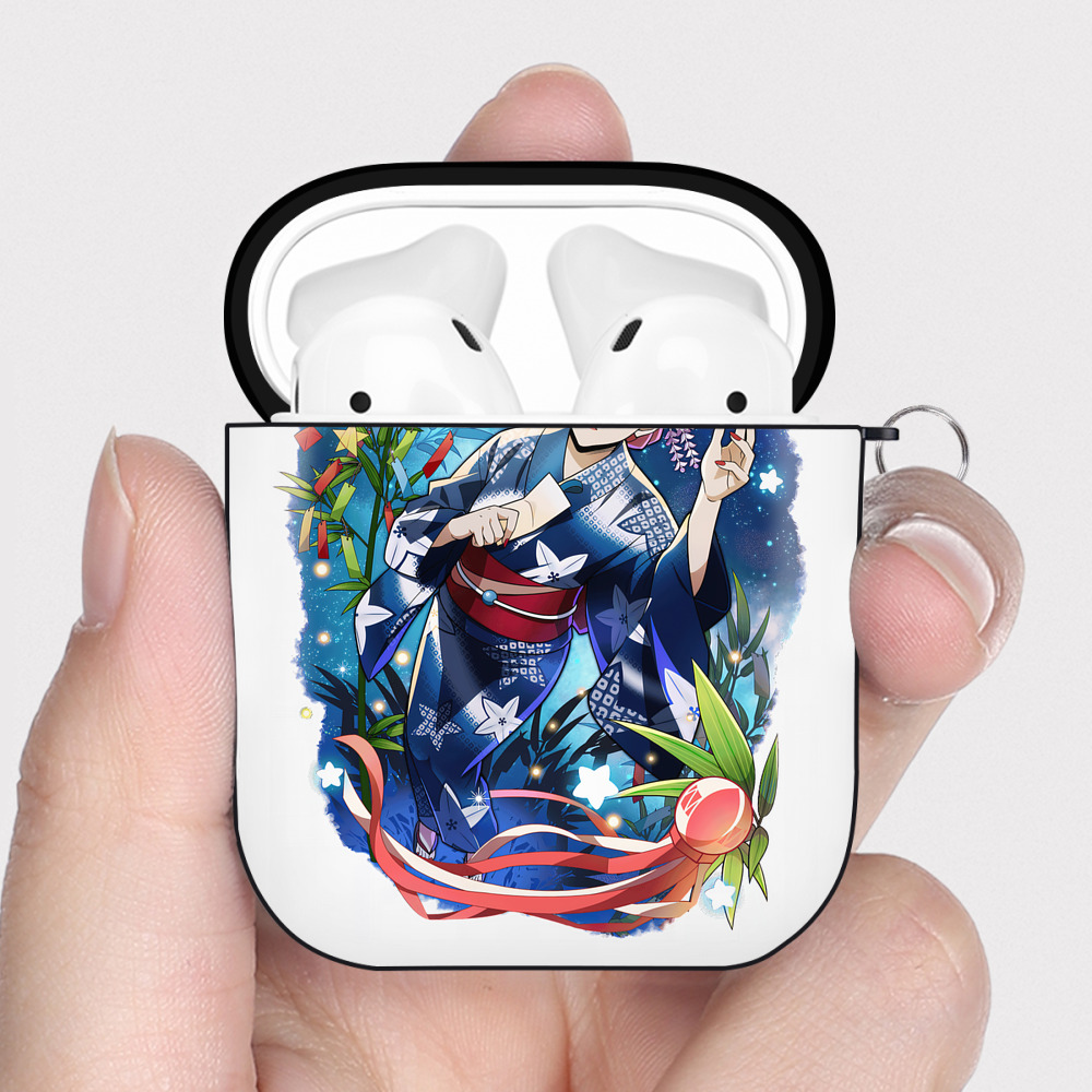 （画像用） 文豪ストレイドッグス Bungo Stray Dogs AirPods 第2世代保護ケース ハードシェル ブラック 耐衝撃・防指紋・カラビナ付き