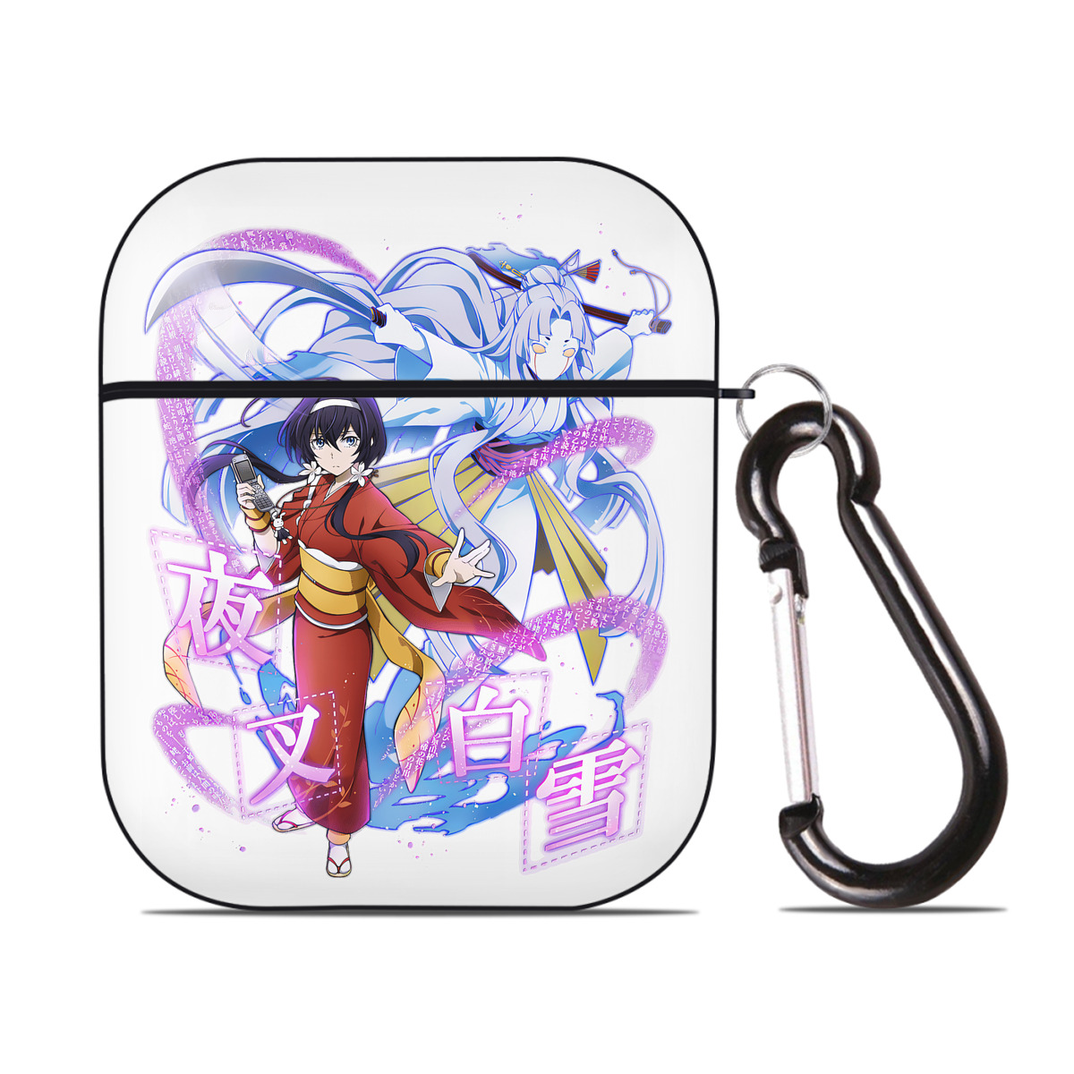 （画像用） 文豪ストレイドッグス Bungo Stray Dogs AirPods 第2世代保護ケース ハードシェル ブラック 耐衝撃・防指紋・カラビナ付き