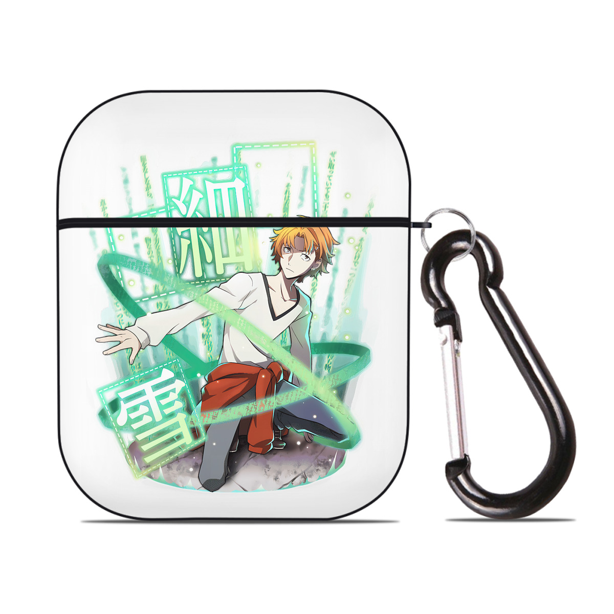 （画像用） 文豪ストレイドッグス Bungo Stray Dogs AirPods 第2世代保護ケース ハードシェル ブラック 耐衝撃・防指紋・カラビナ付き