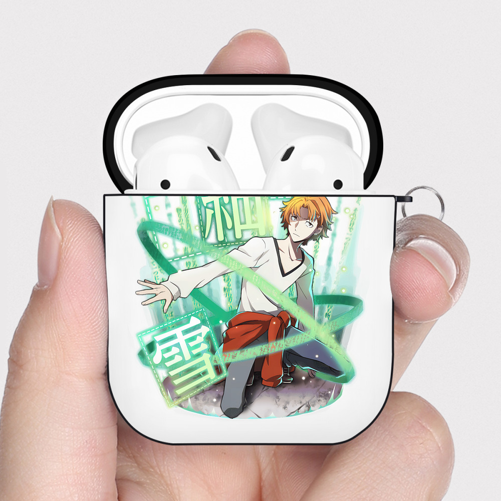 （画像用） 文豪ストレイドッグス Bungo Stray Dogs AirPods 第2世代保護ケース ハードシェル ブラック 耐衝撃・防指紋・カラビナ付き