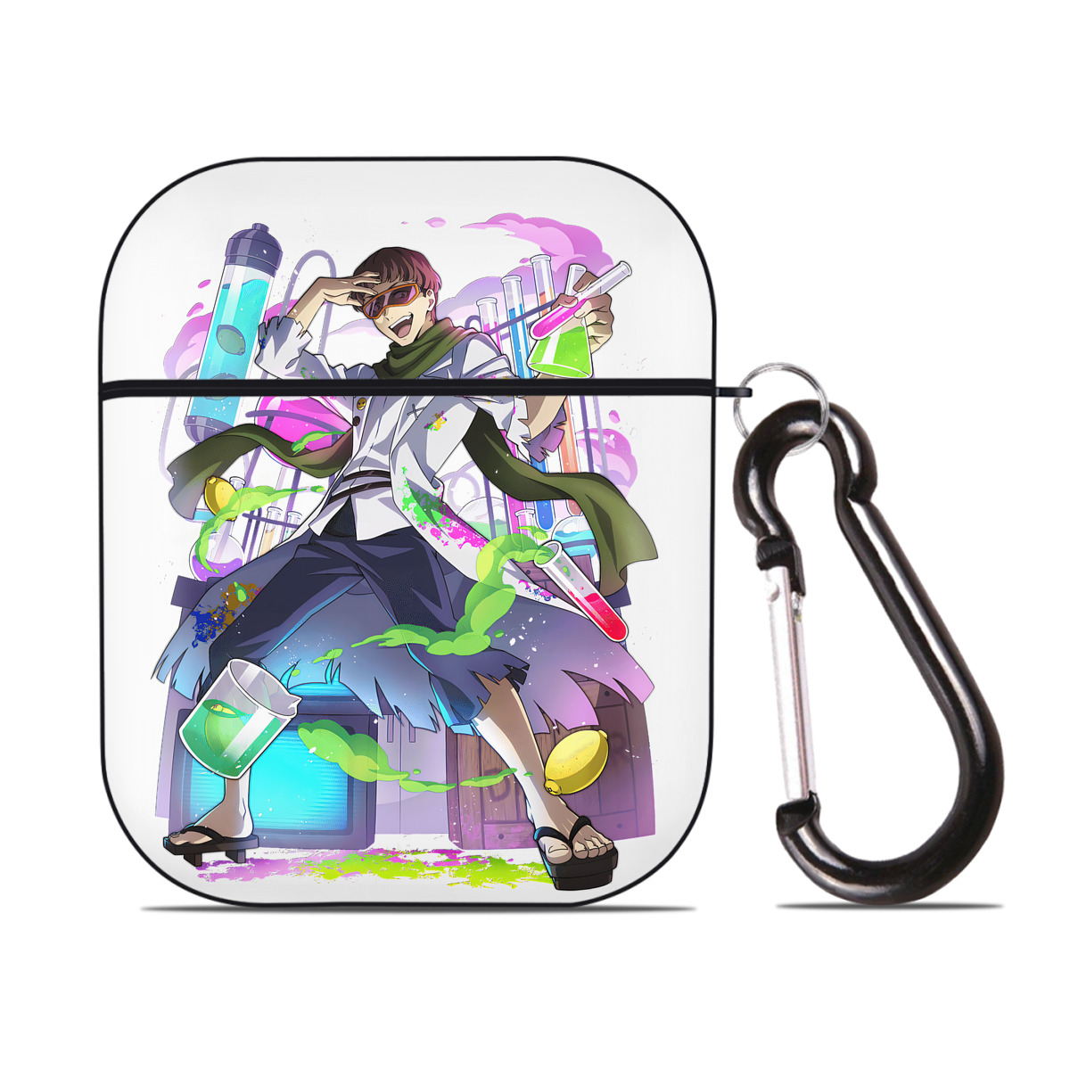 （画像用） 文豪ストレイドッグス Bungo Stray Dogs AirPods 第2世代保護ケース ハードシェル ブラック 耐衝撃・防指紋・カラビナ付き
