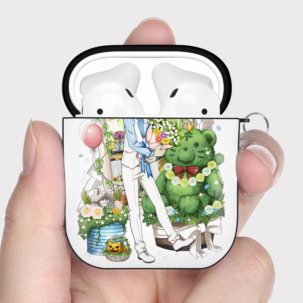 （画像用） 文豪ストレイドッグス Bungo Stray Dogs AirPods 第2世代保護ケース ハードシェル ブラック 耐衝撃・防指紋・カラビナ付き