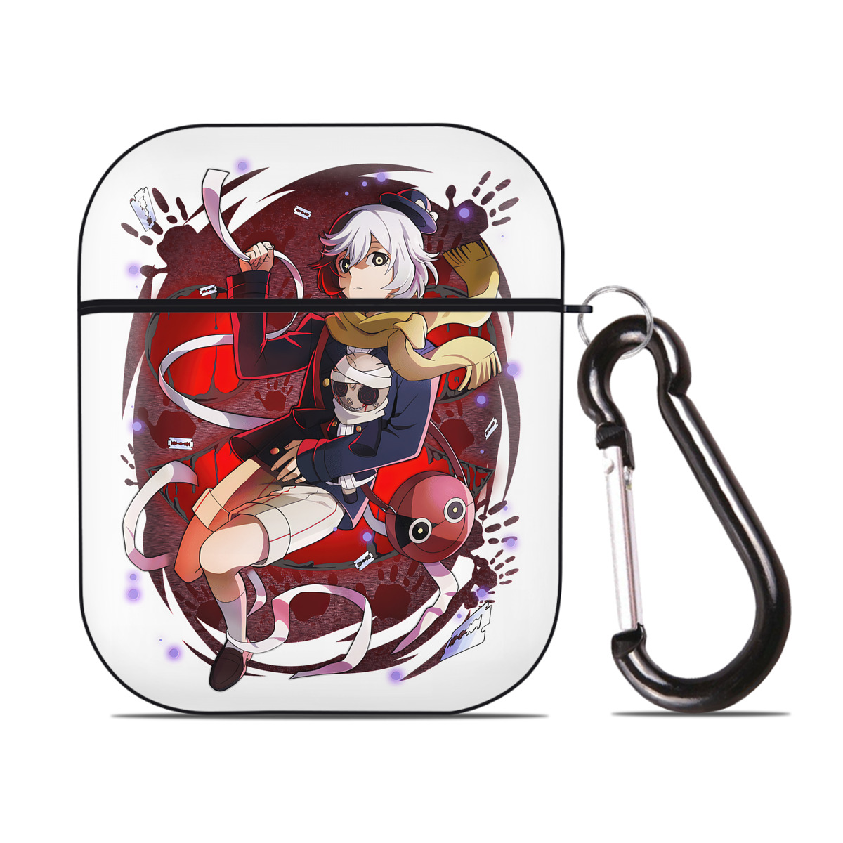 （画像用） 文豪ストレイドッグス Bungo Stray Dogs AirPods 第2世代保護ケース ハードシェル ブラック 耐衝撃・防指紋・カラビナ付き