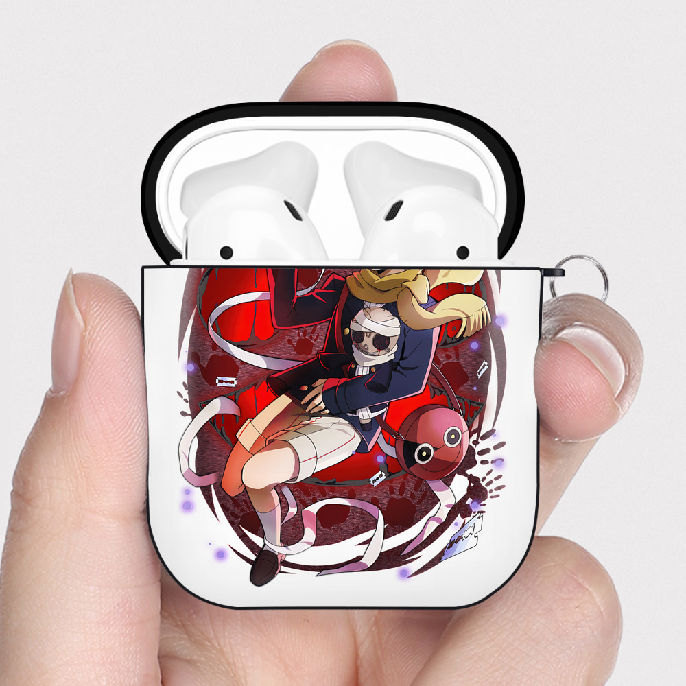 （画像用） 文豪ストレイドッグス Bungo Stray Dogs AirPods 第2世代保護ケース ハードシェル ブラック 耐衝撃・防指紋・カラビナ付き