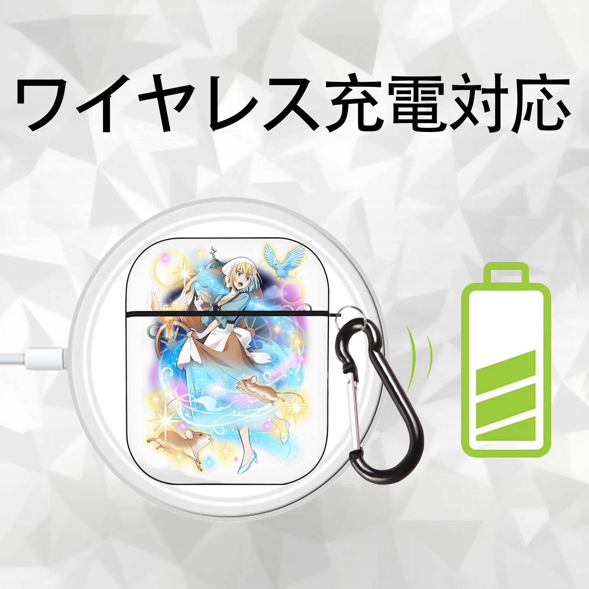 文豪ストレイドッグス Bungo Stray Dogs AirPods 第2世代保護ケース ハードシェル ブラック 耐衝撃・防指紋・カラビナ付き