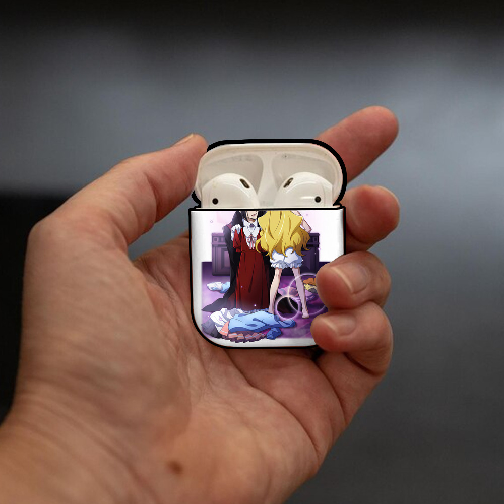 文豪ストレイドッグス Bungo Stray Dogs AirPods 第2世代保護ケース ハードシェル ブラック 耐衝撃・防指紋・カラビナ付き
