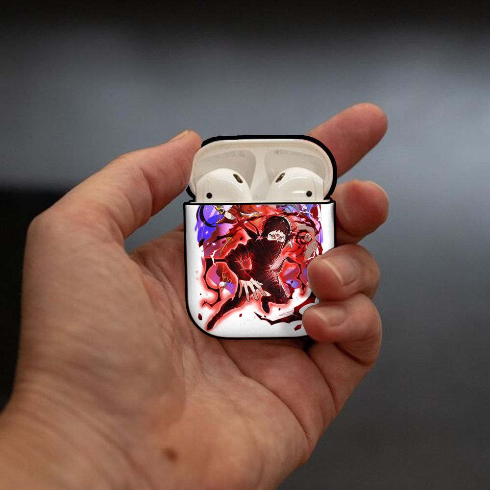 文豪ストレイドッグス Bungo Stray Dogs AirPods 第2世代保護ケース ハードシェル ブラック 耐衝撃・防指紋・カラビナ付き