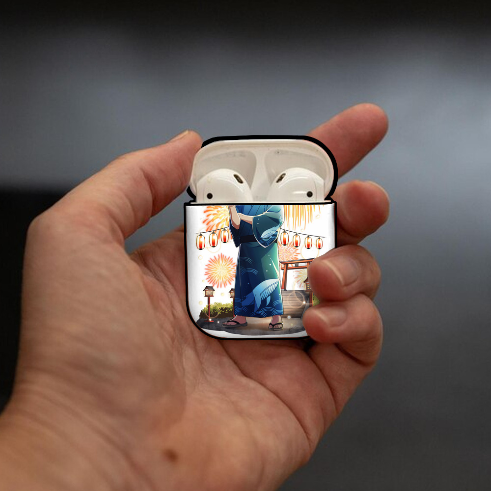 文豪ストレイドッグス Bungo Stray Dogs AirPods 第2世代保護ケース ハードシェル ブラック 耐衝撃・防指紋・カラビナ付き