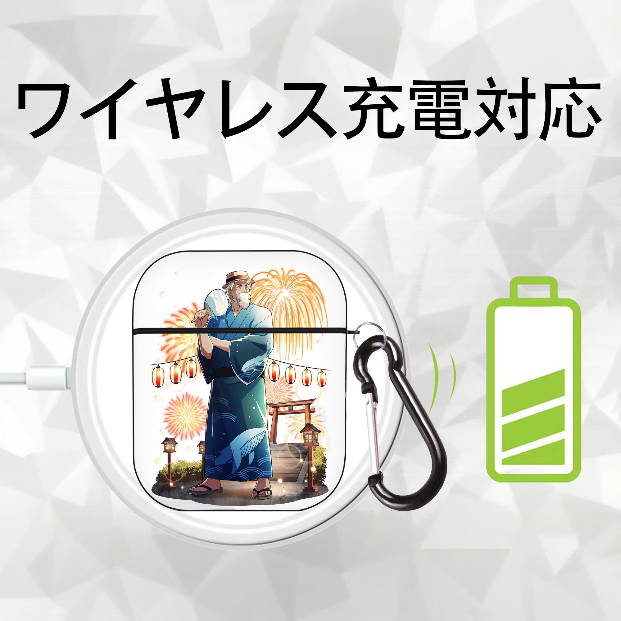 文豪ストレイドッグス Bungo Stray Dogs AirPods 第2世代保護ケース ハードシェル ブラック 耐衝撃・防指紋・カラビナ付き